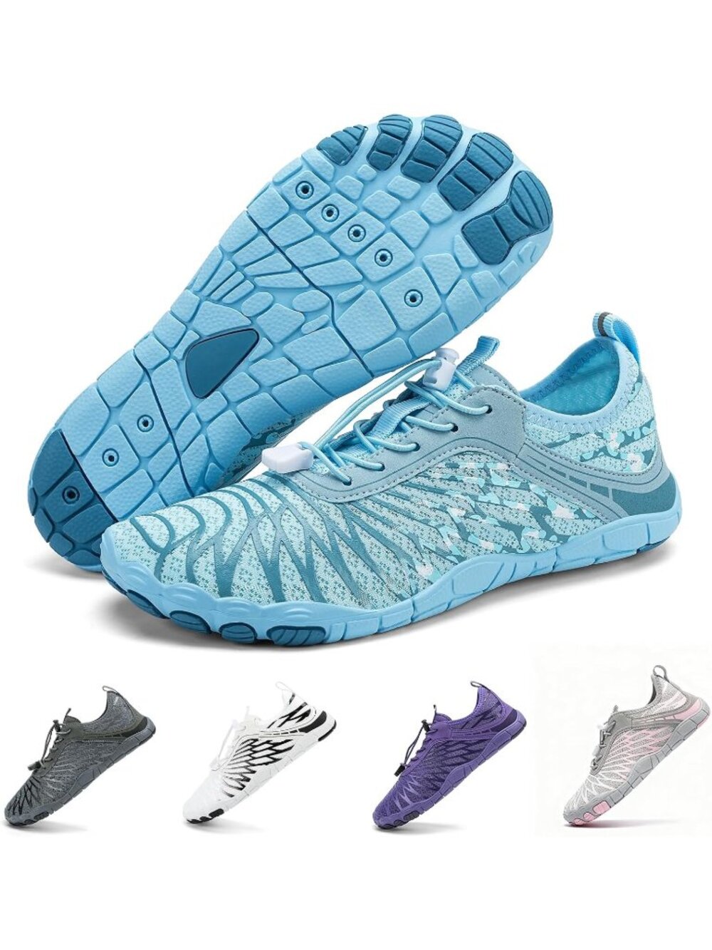 Womens Light Blue Mesh Hike Barefoot Breathable Athletic Footwear Water Shoes